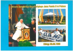 ELBLĄG - JAN PAWEŁ II PODRÓŻ APOSTOLSKA 1999 ROK. POCZTÓWKA WIELOWIDOKOWA LATA 2000 WYD. GRANICZKOWSKA